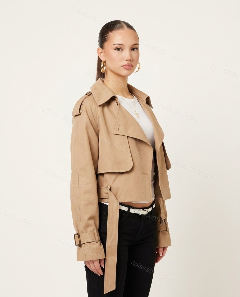 Tan Jacket, side and back studio view showing unclear, not visible, by Rieissshop