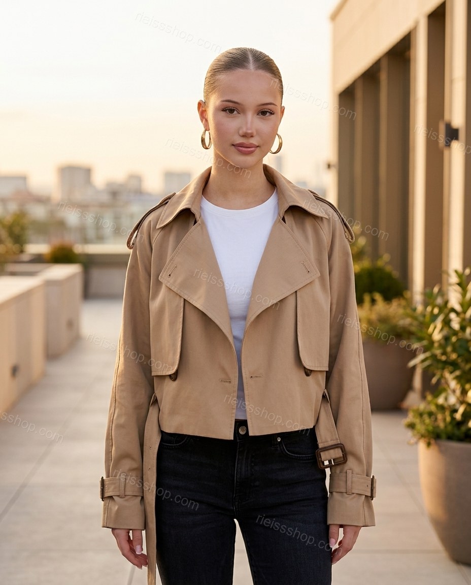 Tan Jacket, alternate use-case lifestyle view, by Rieissshop
