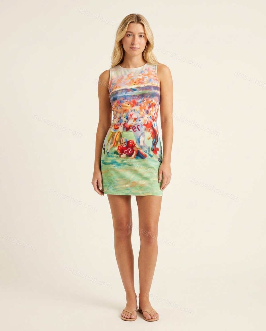 Light Green Mini Dress, front studio view, by Rieissshop