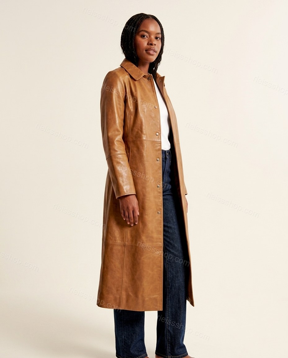 Brown Coat, side and back studio view showing unclear due to lack of clear back view, by Rieissshop