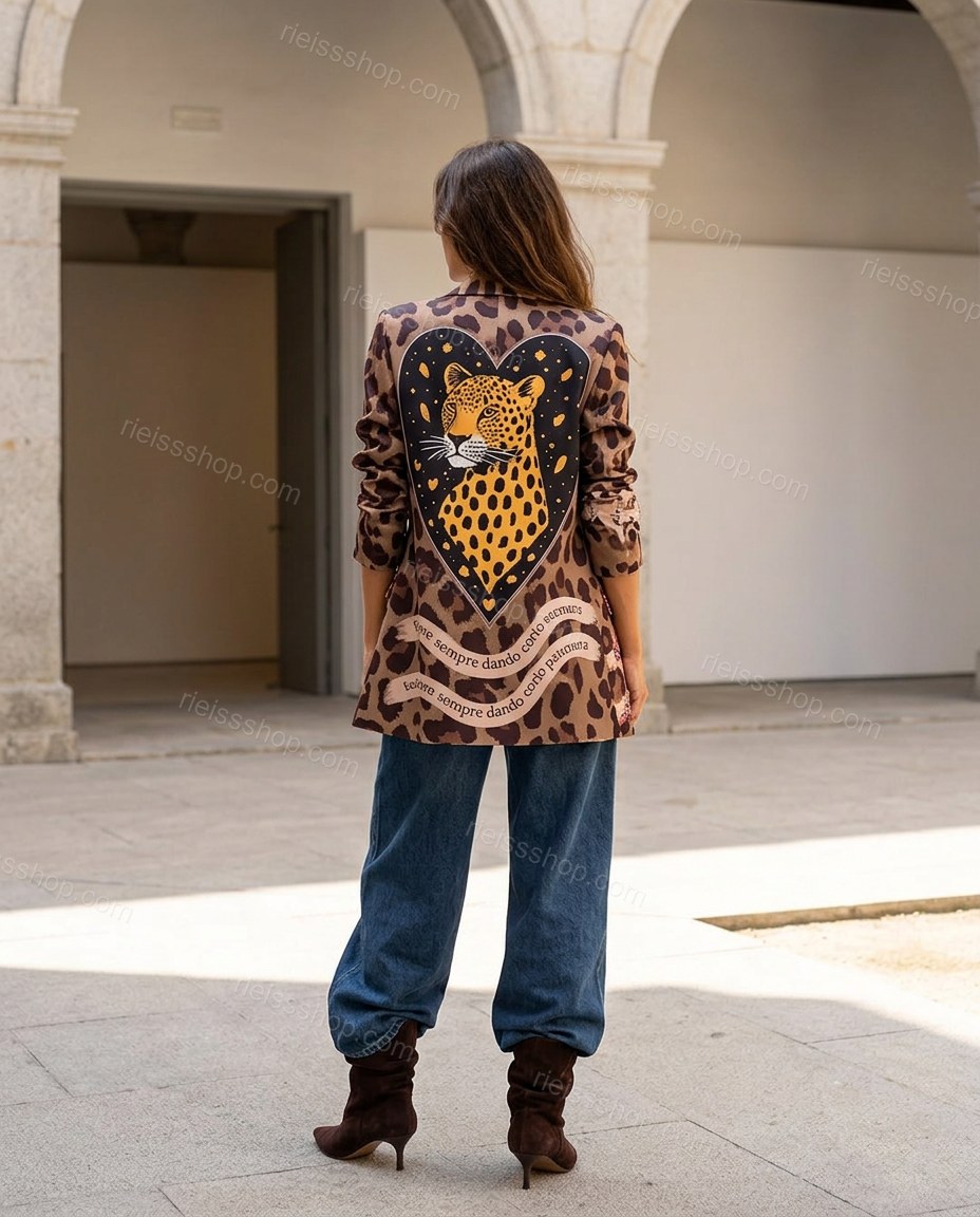 Brown Animal Print Jacket, alternate use-case lifestyle view, by Rieissshop
