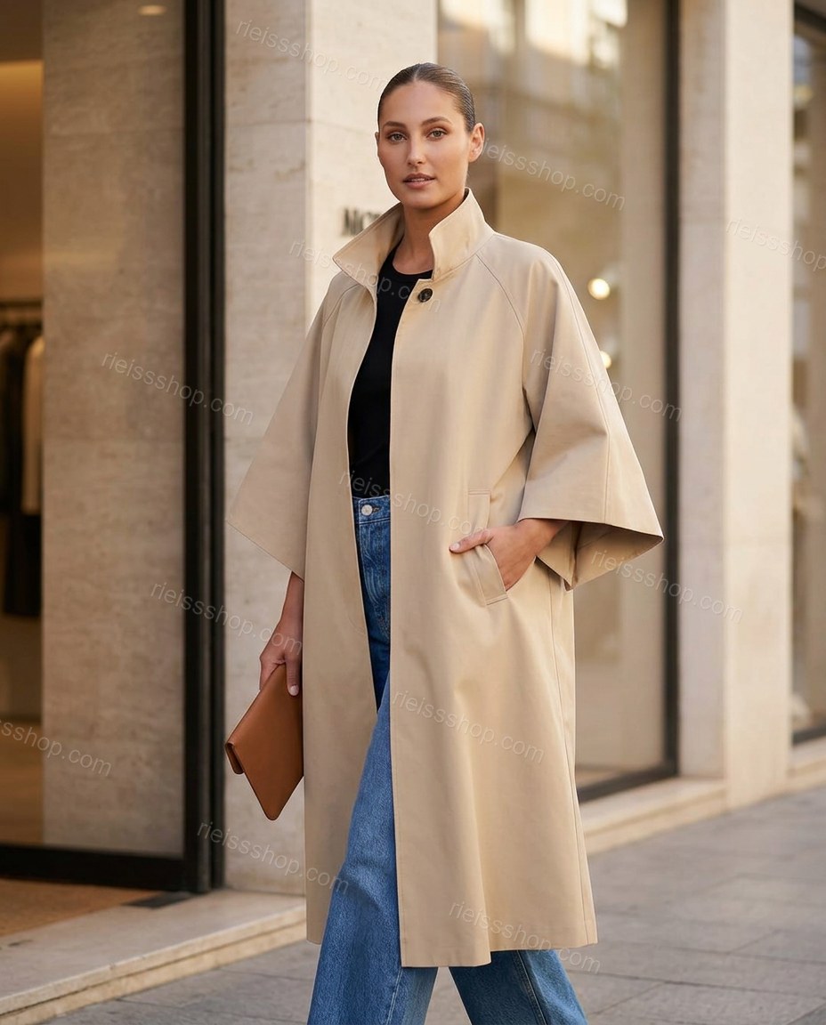 Beige Coat, full-length hero view, by Rieissshop