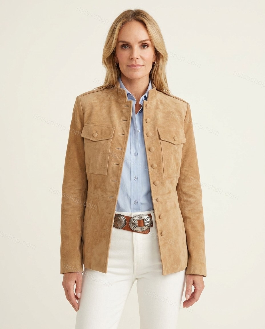 Tan Jacket, front studio view, by Rieissshop