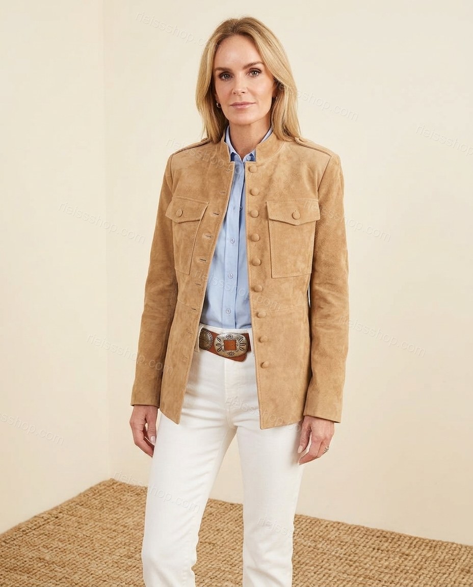 Tan Jacket, full-length hero view, by Rieissshop