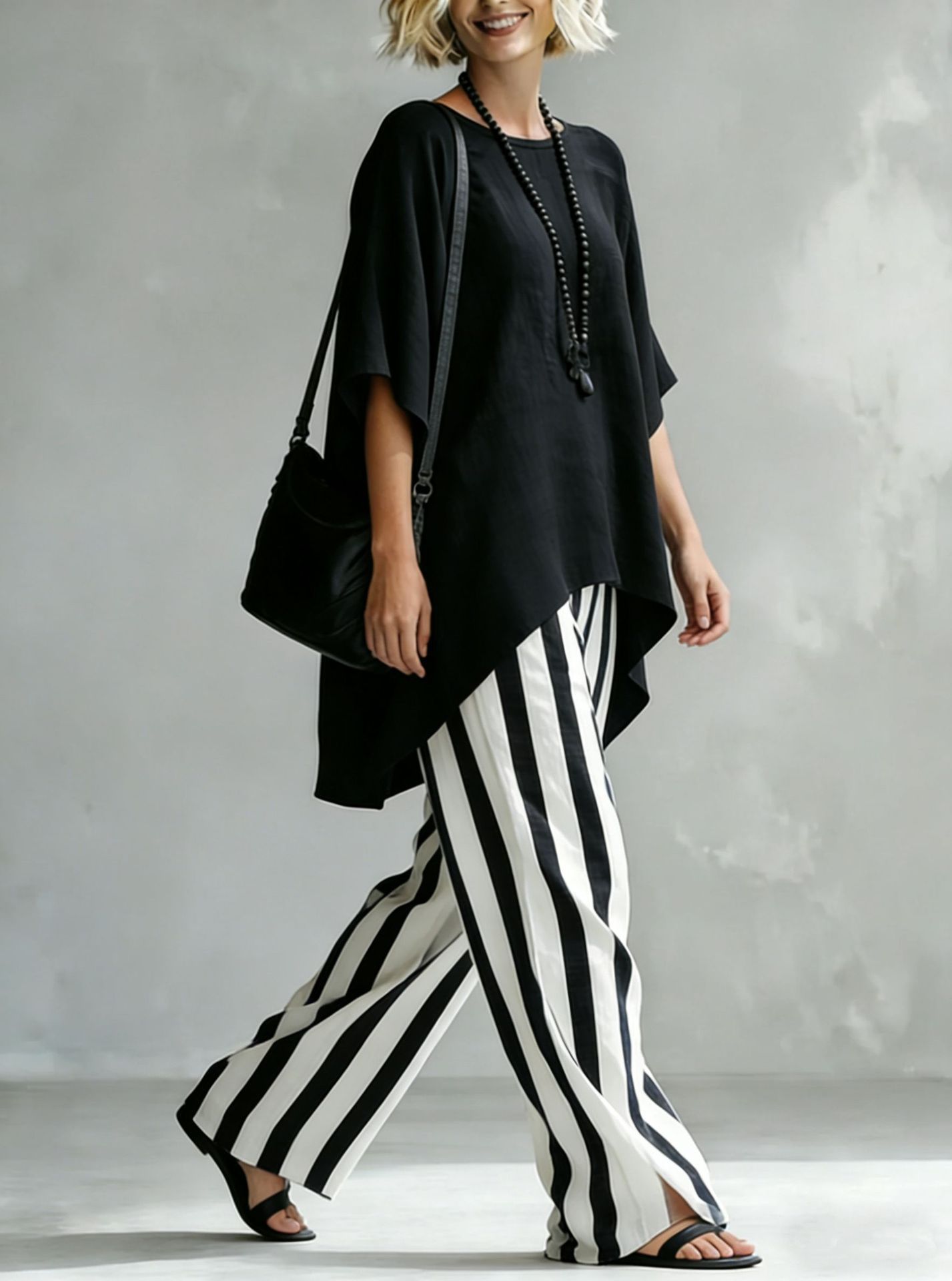 [Copy]Cozy Loose-fit Striped Cotton-linen Two-piece Set