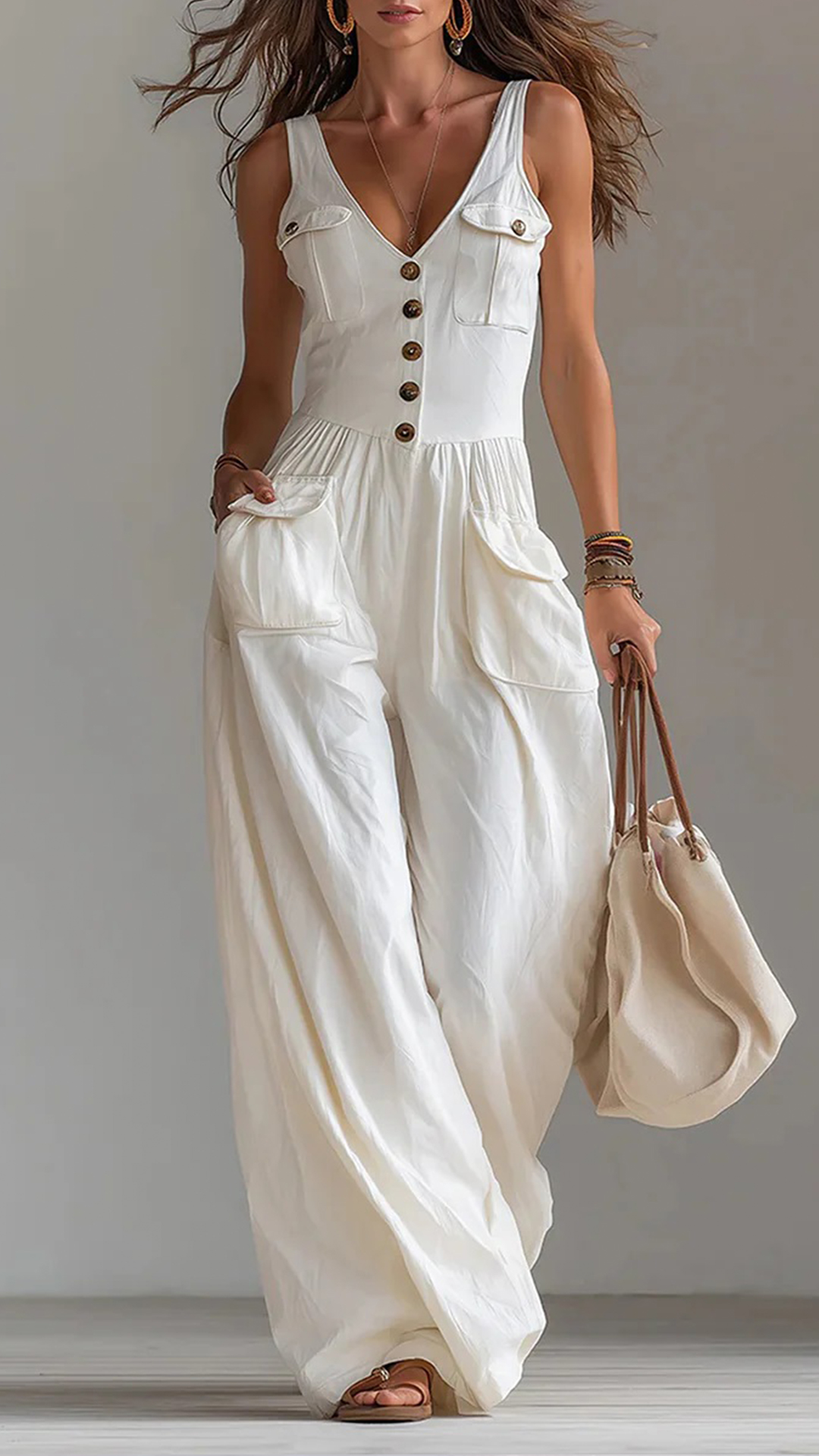 [Copy]Women's Color-Block Cotton Jumpsuit