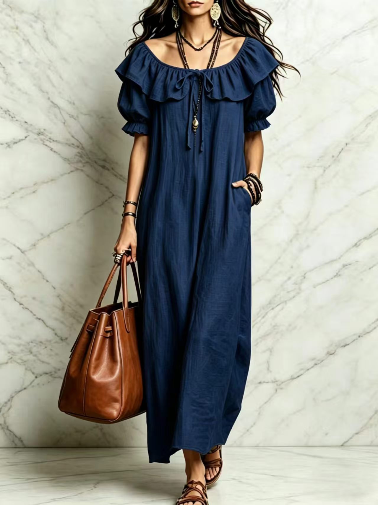 Ruffled Off-the-Shoulder Maxi Dress