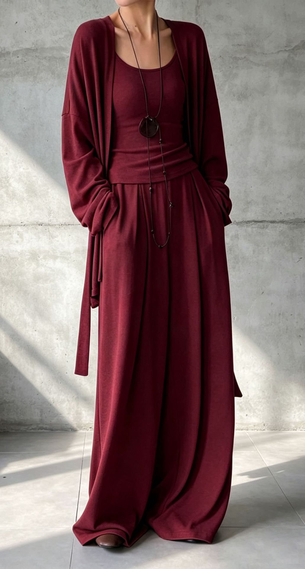 3‑Piece Knit Co‑Ord Set | Sleeveless Tank Top + Open‑Front Long Cardigan + Wide‑Leg Palazzo Pants Minimalist Loungewear Outfit