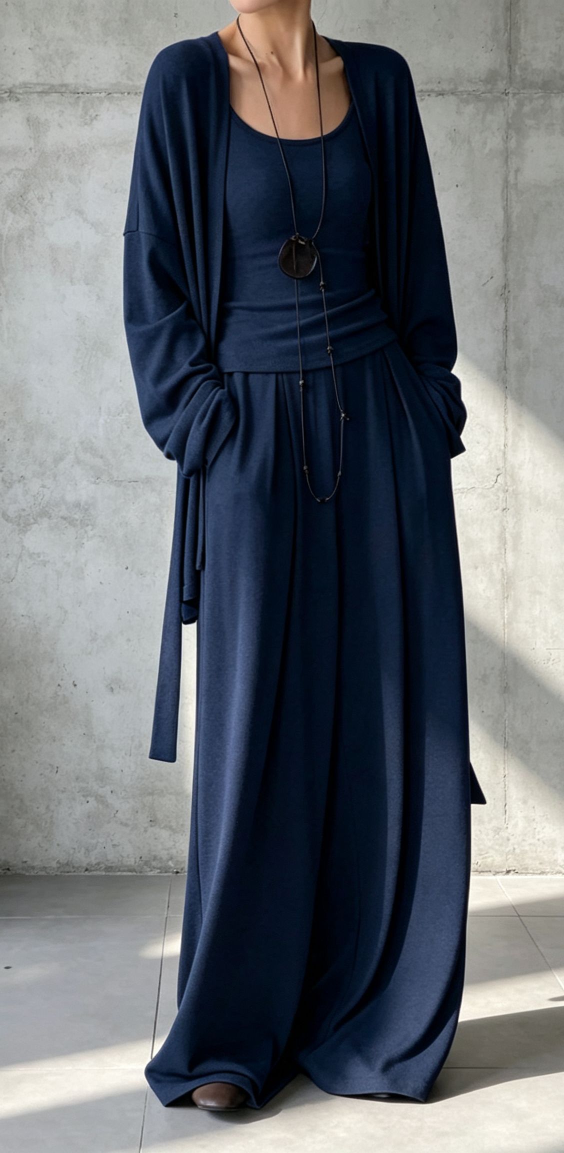 3‑Piece Knit Co‑Ord Set | Sleeveless Tank Top + Open‑Front Long Cardigan + Wide‑Leg Palazzo Pants Minimalist Loungewear Outfit