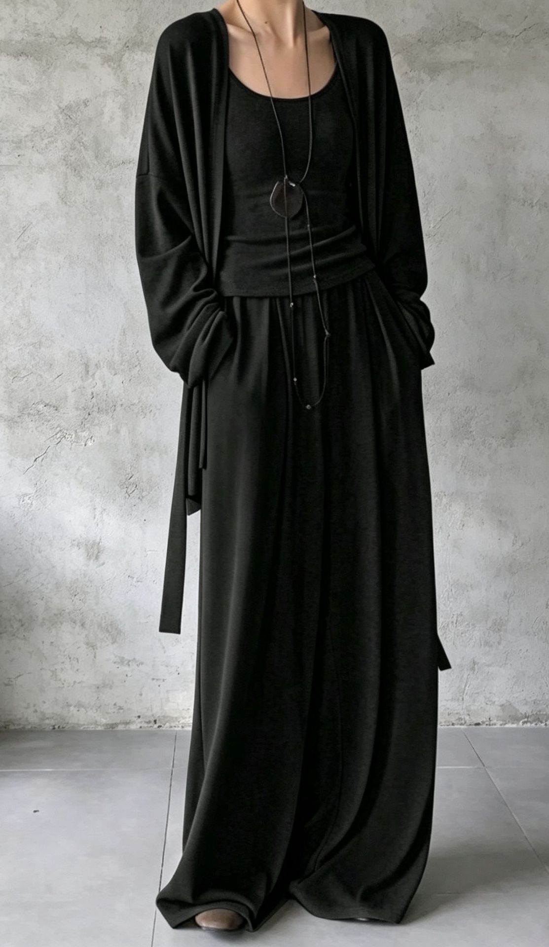 3‑Piece Knit Co‑Ord Set | Sleeveless Tank Top + Open‑Front Long Cardigan + Wide‑Leg Palazzo Pants Minimalist Loungewear Outfit