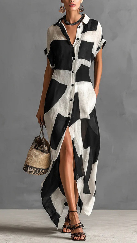 Women's Geometric Print Shirt Dress