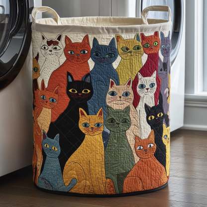 Whimsical Cats Quilted Laundry Basket GFTOMA4381