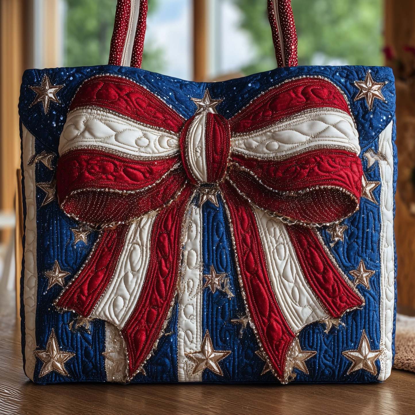 Patriotic Bow Quilted Tote Bag GFTONL4946