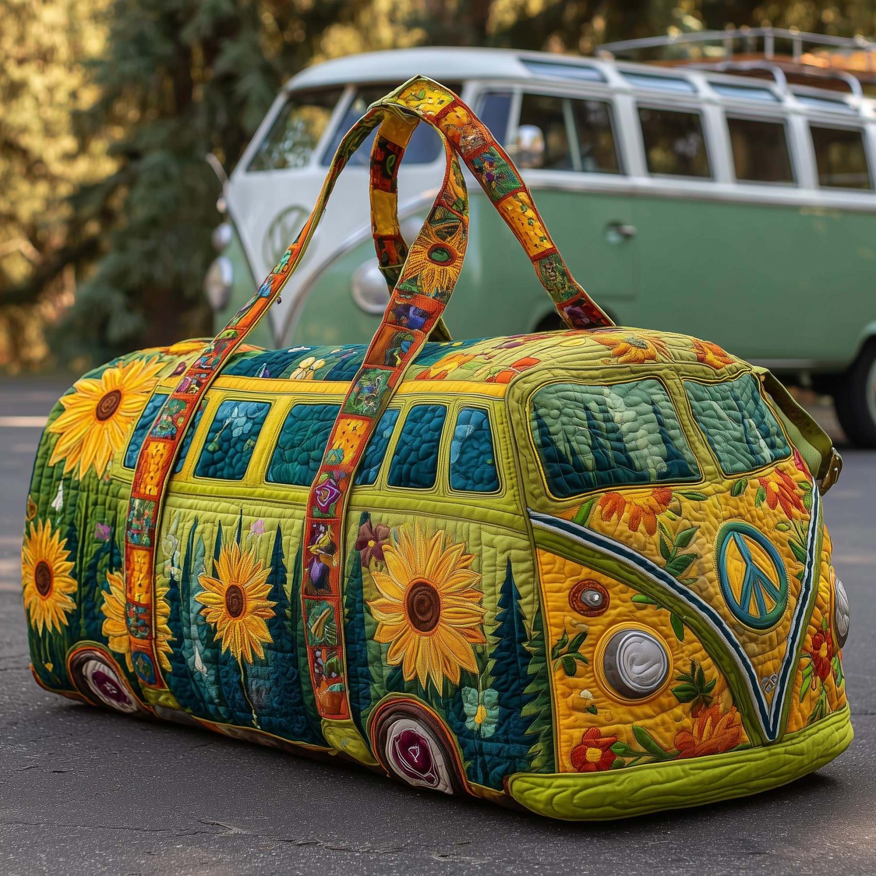 Hippie Sunflower Quilted Duffle Bag GFTONL5857