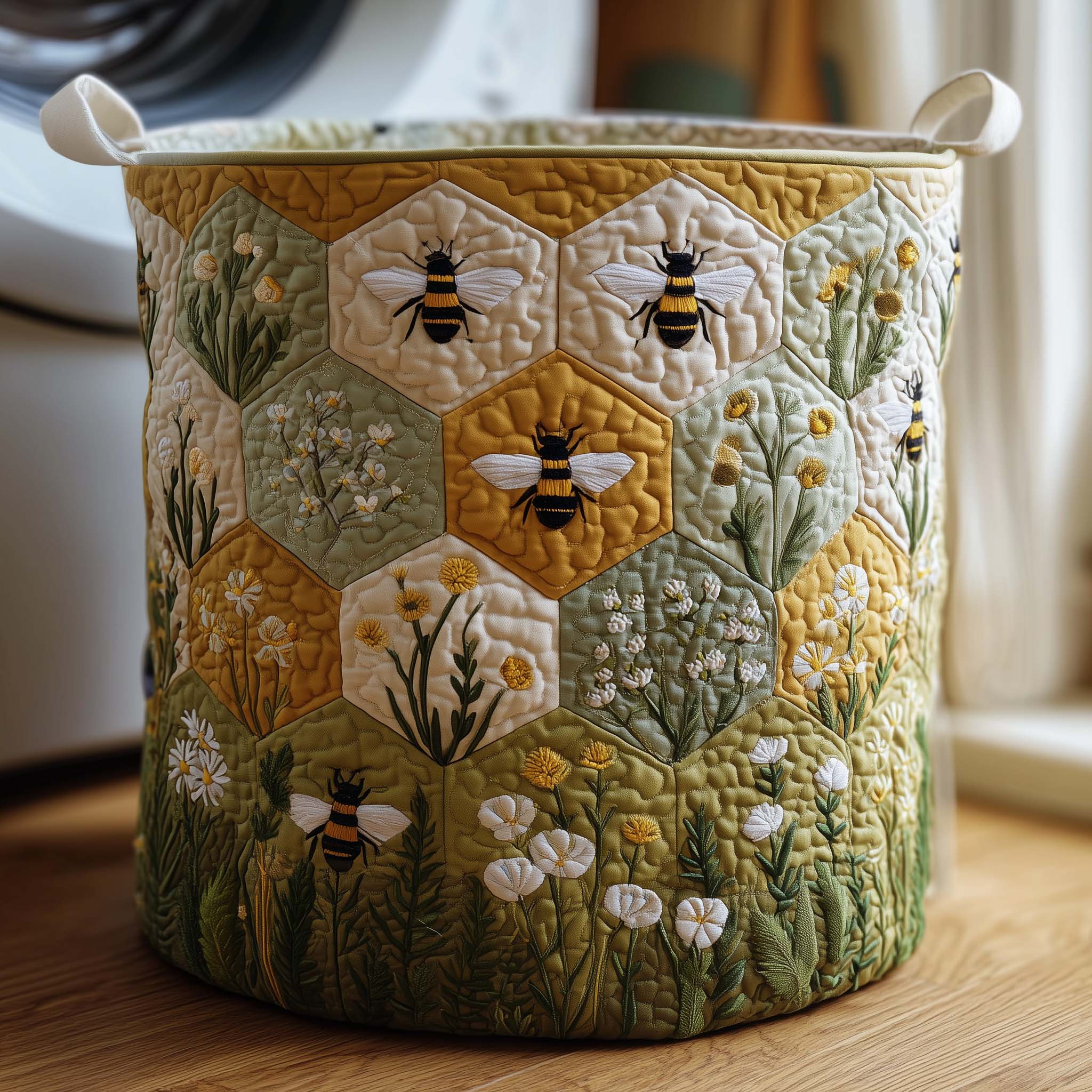 Meadow Honey Quilted Laundry Basket GFTOQM1827