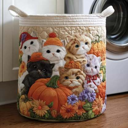 Fall Feline Quilted Laundry Basket GFTOTP10996