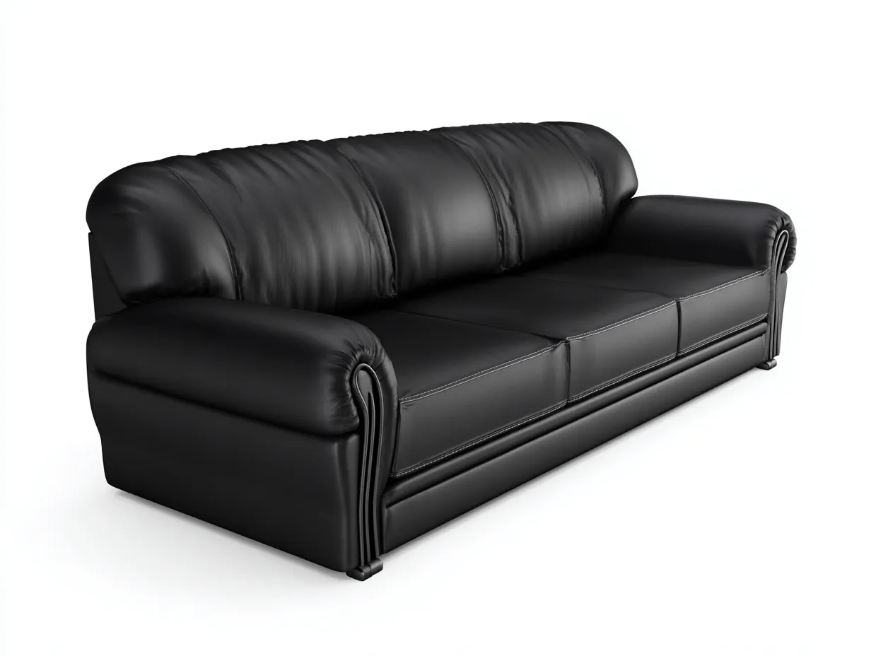 Divano a 3 posti - pelle-legno - 238x96x86 cm - nero - stile classico- Placidilo