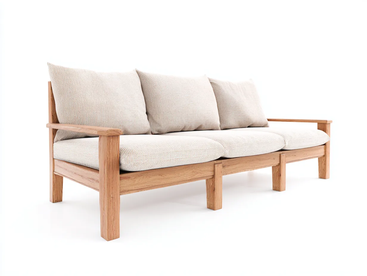 Divano a 3 posti - tessuto-legno - 236x92x85 cm - beige - stile scandinavo- Placidilo