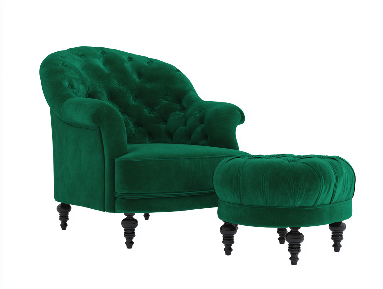 Poltrona - tessuto-legno - 102x106x120 cm - verde - stile classico- Placidilo