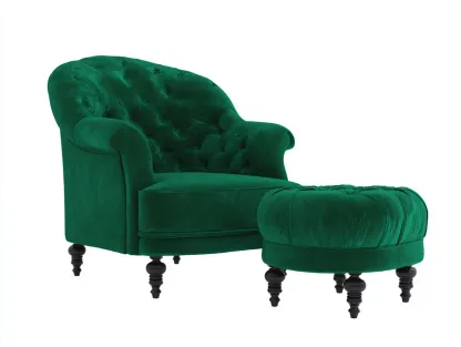 Poltrona - tessuto-legno - 102x106x120 cm - verde - stile classico- Placidilo