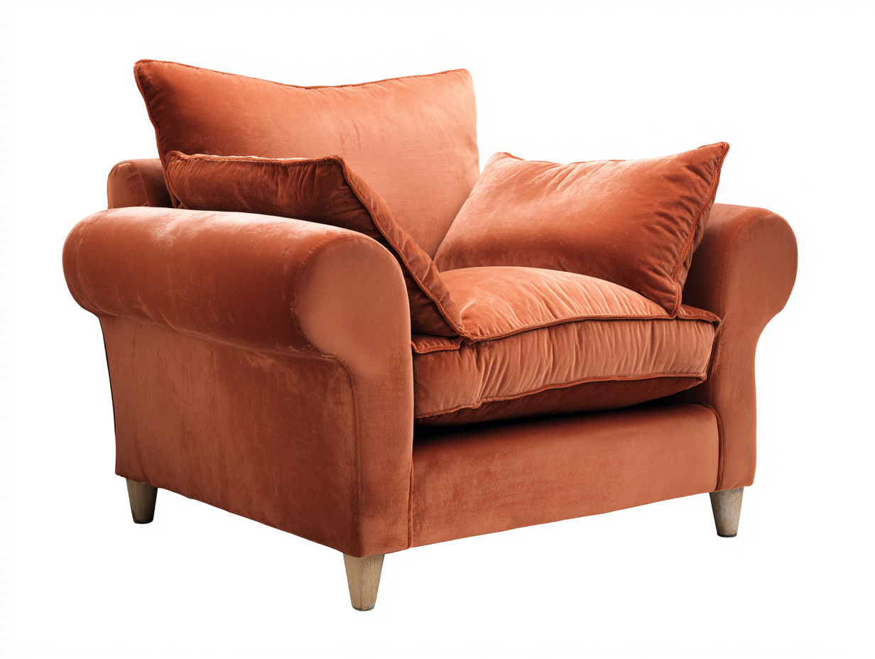 Poltrona - tessuto-legno - 104x101x96 cm - arancione - design moderno- Placidilo