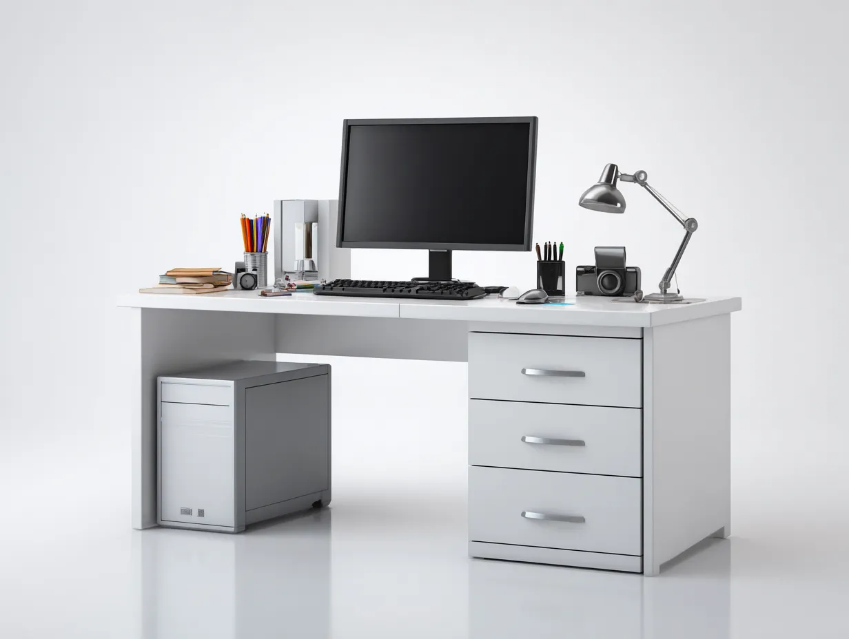 Scrivania-MDF-175x76x75 cm-bianco-design moderno- Placidilo