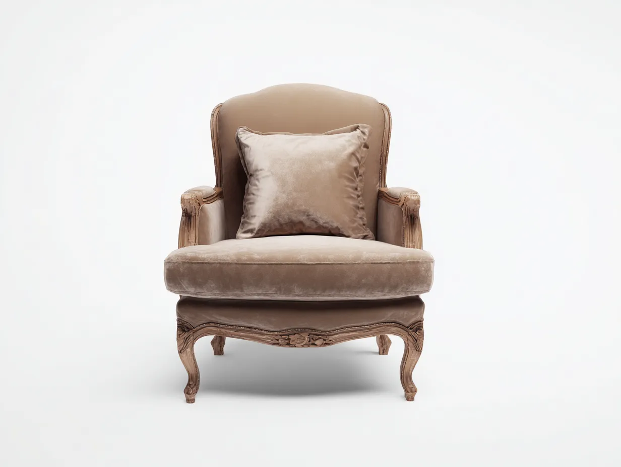 Poltrona - tessuto-legno - 92x95x108 cm - beige - stile classico- Placidilo