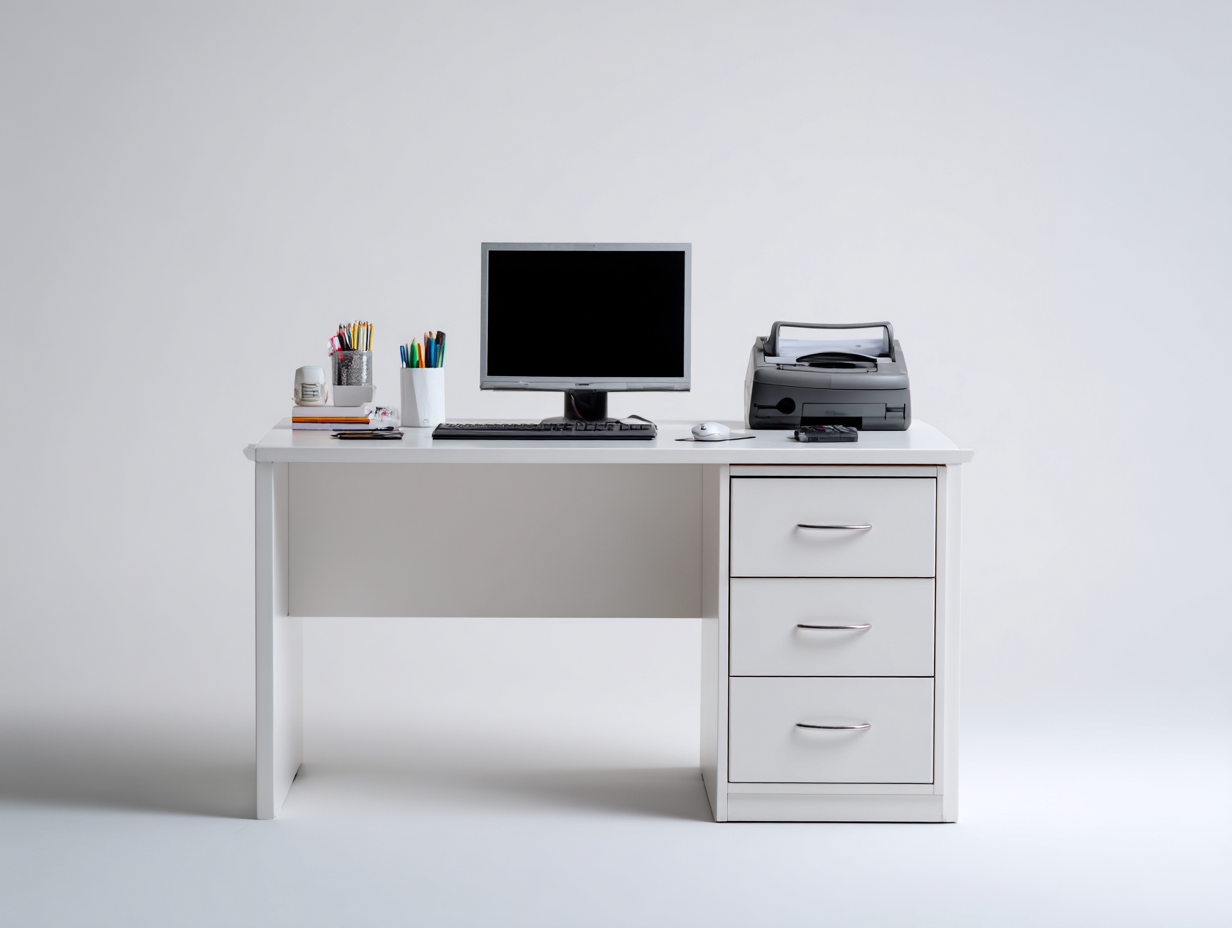 Scrivania - legno - 131x64x75 cm - bianco - stile moderno- Placidilo