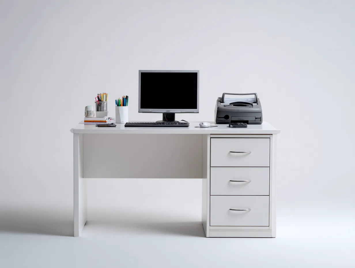 Scrivania - legno - 131x64x75 cm - bianco - stile moderno- Placidilo