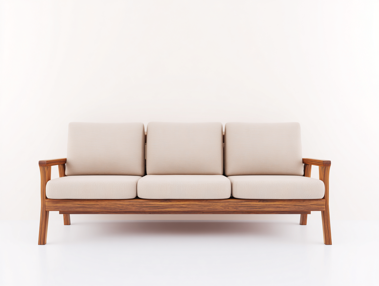 Divano a 3 posti - tessuto-legno - 230x88x82 cm - beige - stile scandinavo- Placidilo