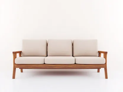 Divano a 3 posti - tessuto-legno - 230x88x82 cm - beige - stile scandinavo- Placidilo