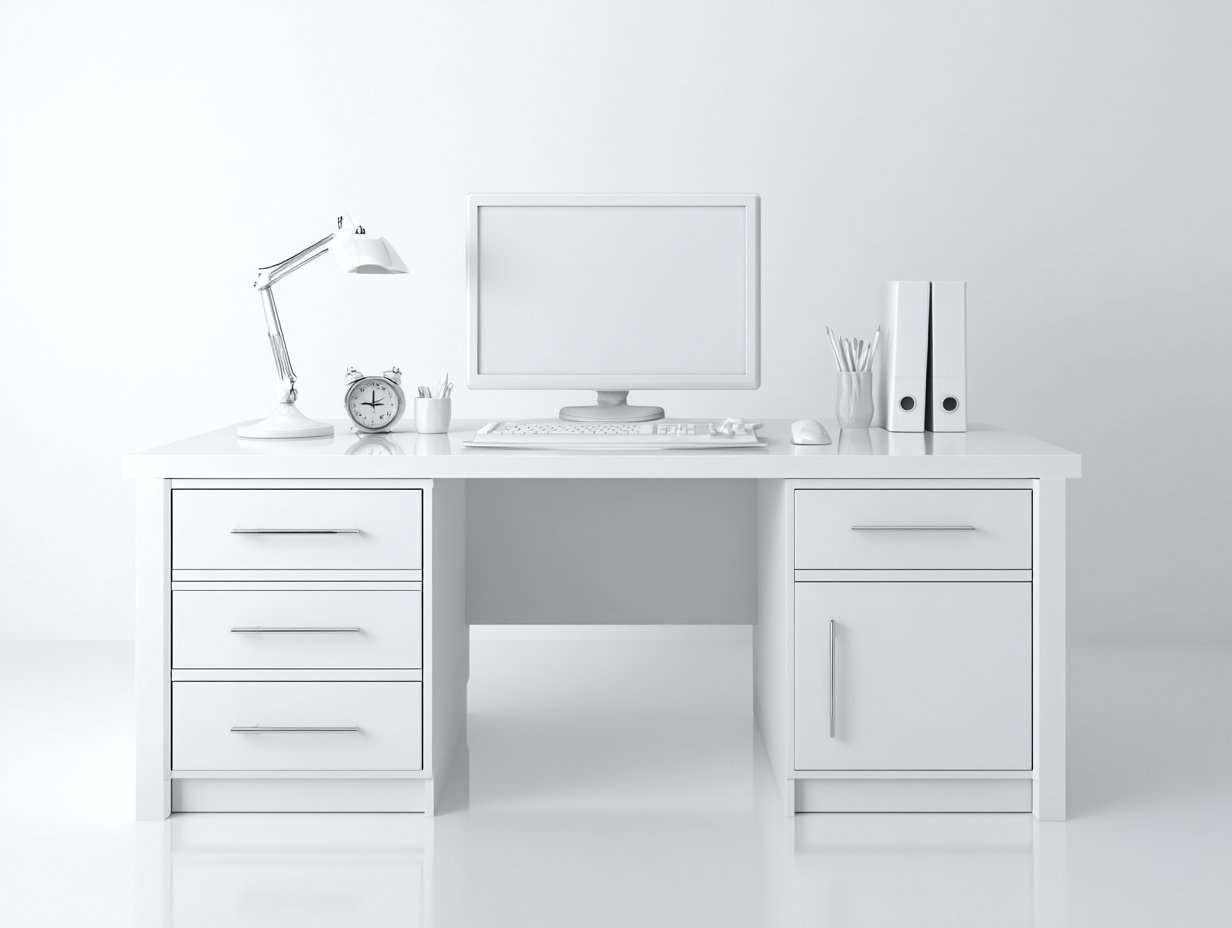 Scrivania-MDF-182x78x75 cm-bianco-design moderno- Placidilo