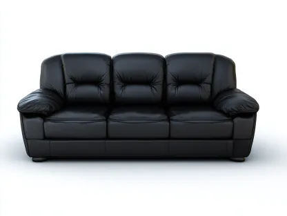 Divano a 3 posti - pelle-legno - 225x95x85 cm - nero - stile contemporaneo- Placidilo