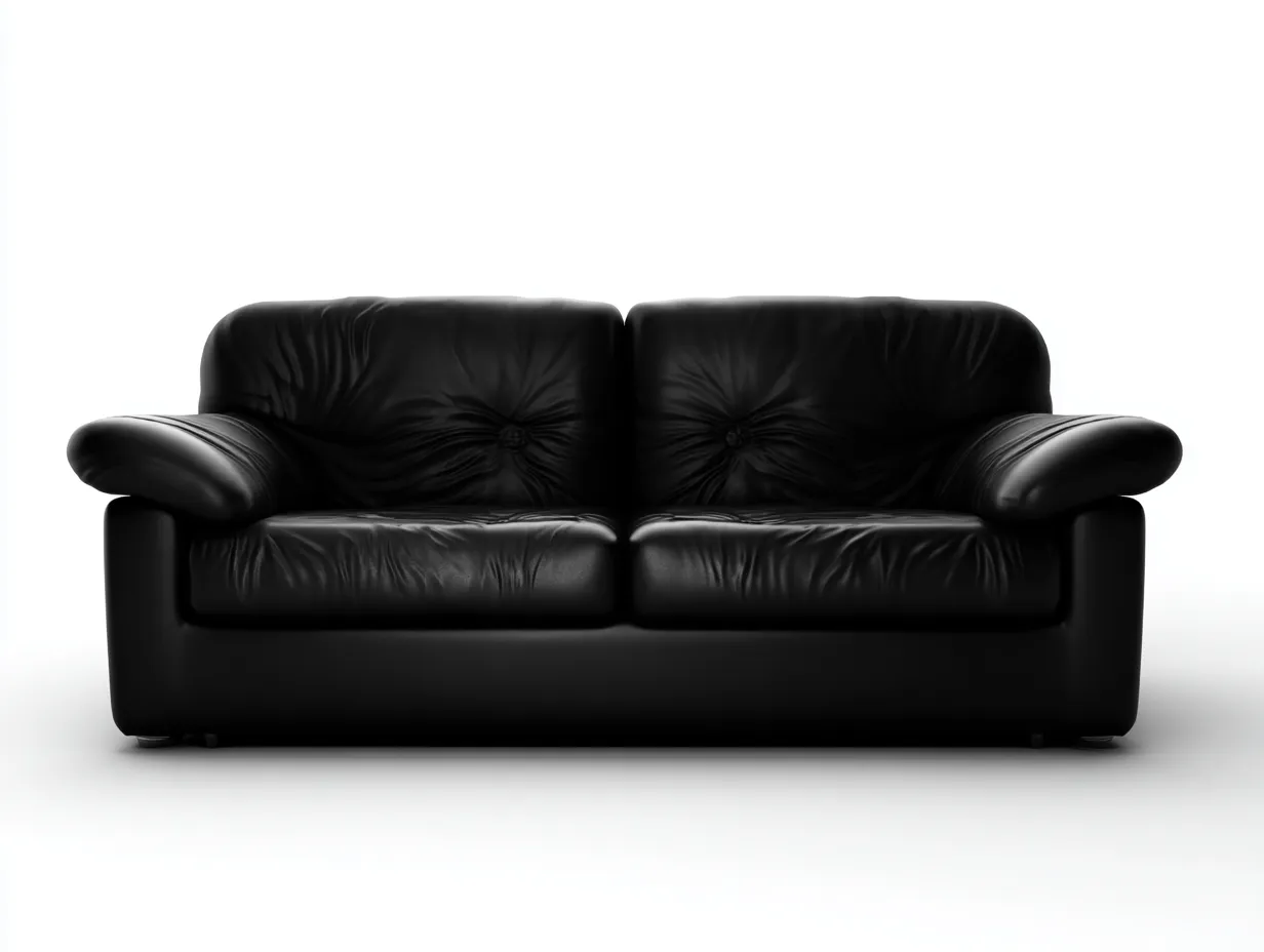 Divano a 3 posti - pelle-legno - 232x94x84 cm - nero - stile classico- Placidilo