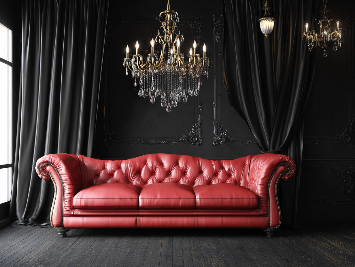 Divano a 3 posti - pelle-legno - 218x96x80 cm - rosso - stile chesterfield-Warmthvo