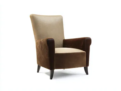 Poltrona - tessuto-legno - 92x94x110 cm - beige/marrone - stile classico-Warmthvo