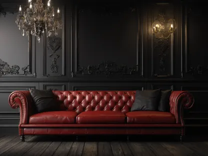 Divano a 3 posti - pelle-legno - 220x98x82 cm - rosso scuro - stile chesterfield-Warmthvo