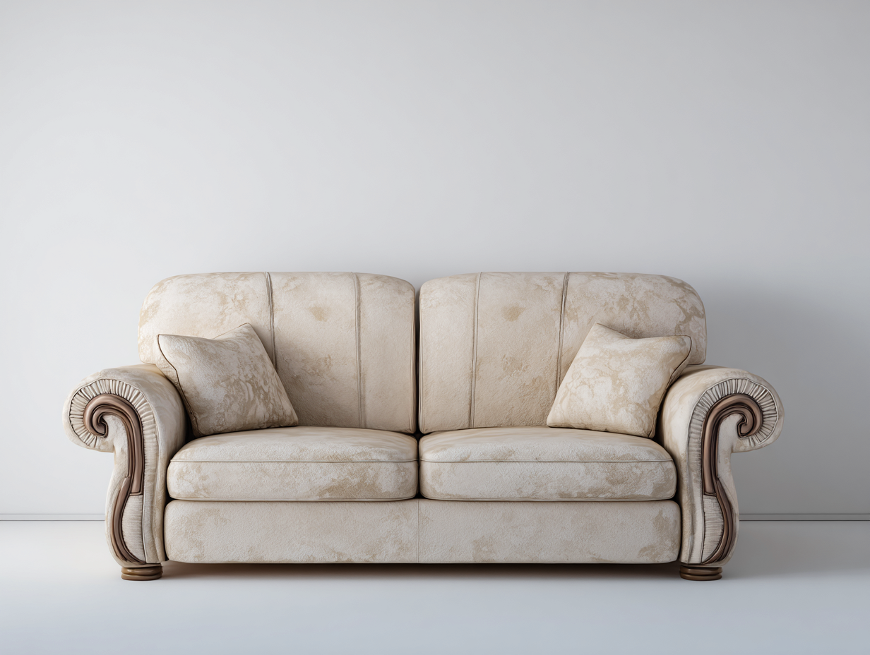 Divano a due posti imbottito con rivestimento in tessuto 185x90x85 cm - beige - stile classico per soggiorno-Warmthvo