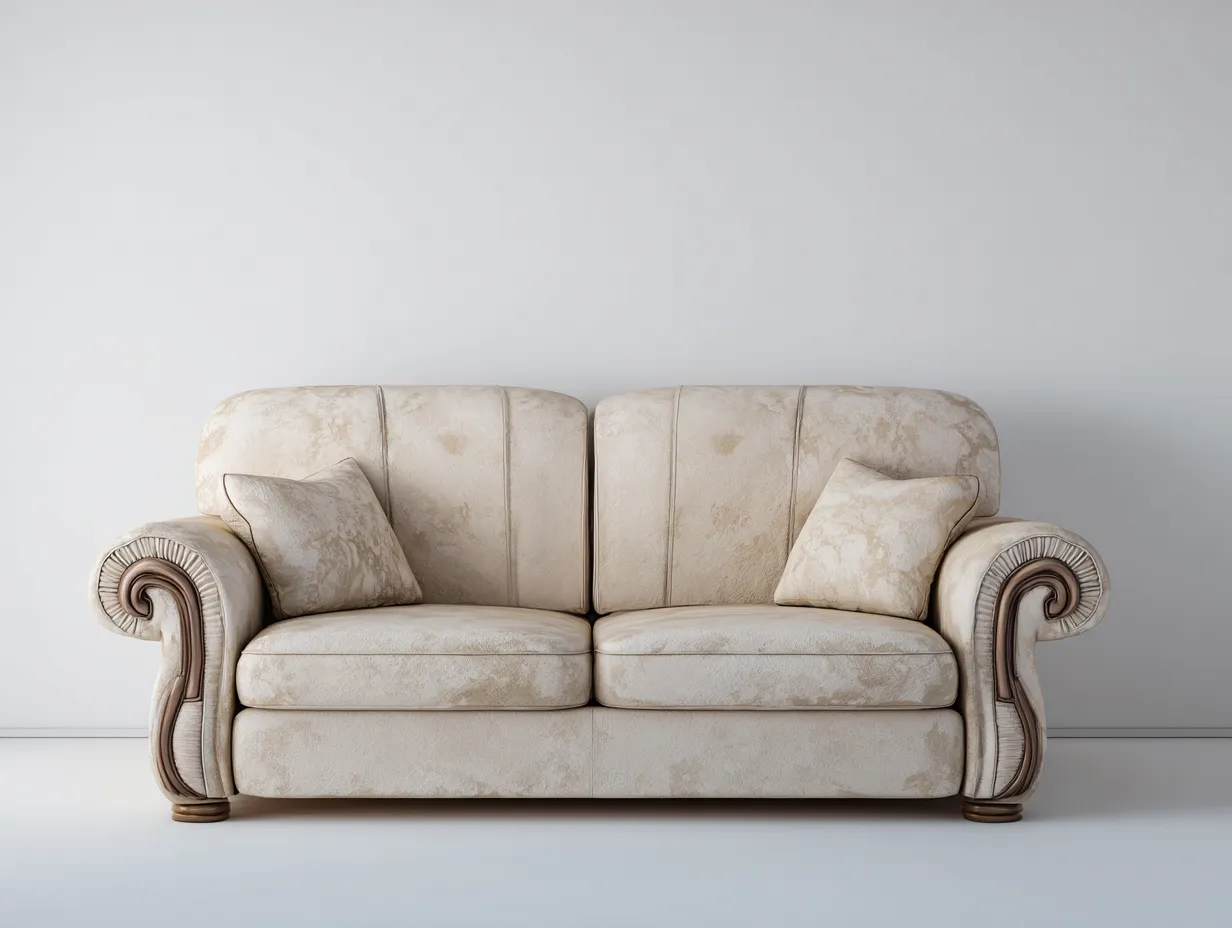 Divano a due posti imbottito con rivestimento in tessuto 185x90x85 cm - beige - stile classico per soggiorno-Warmthvo