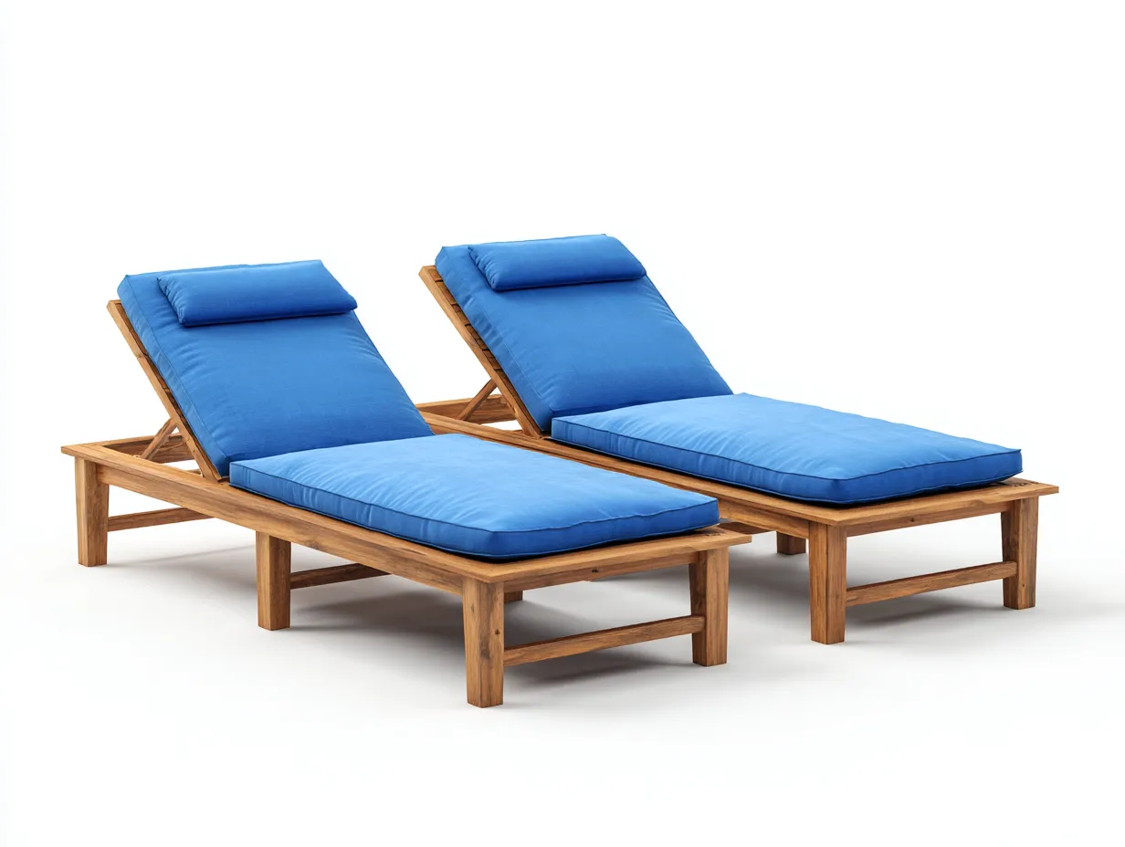 Lettino prendisole da giardino in legno con cuscino 200x70x35 cm - blu-marrone - design moderno e regolabile-Warmthvo