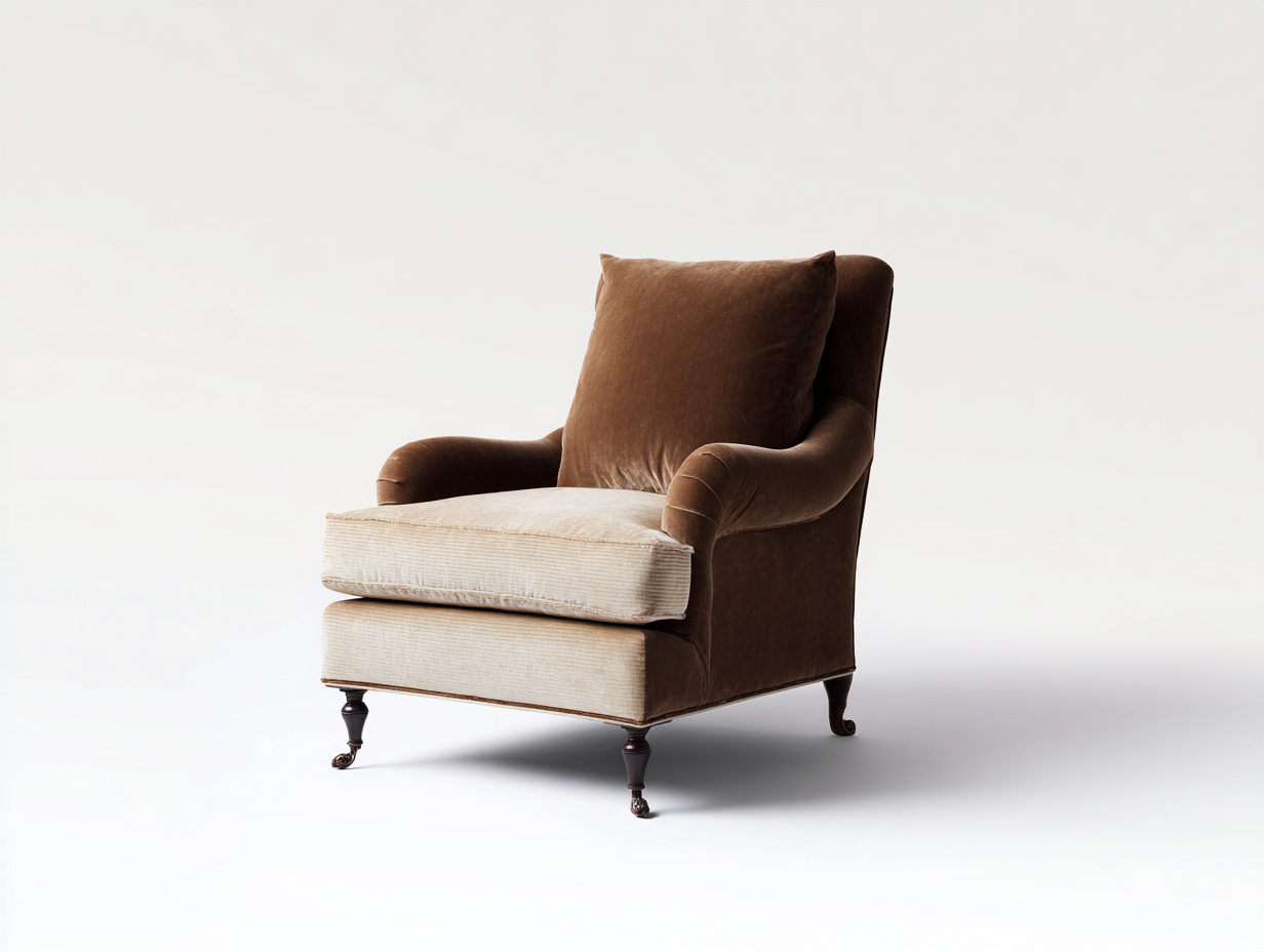 Poltrona - tessuto-legno - 95x98x108 cm - marrone/beige - stile classico-Warmthvo