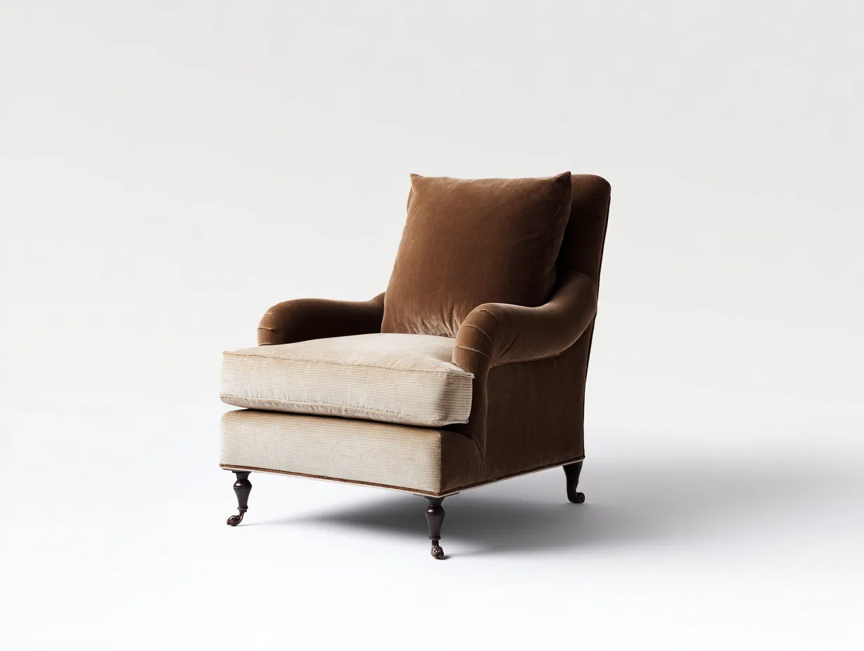 Poltrona - tessuto-legno - 95x98x108 cm - marrone/beige - stile classico-Warmthvo