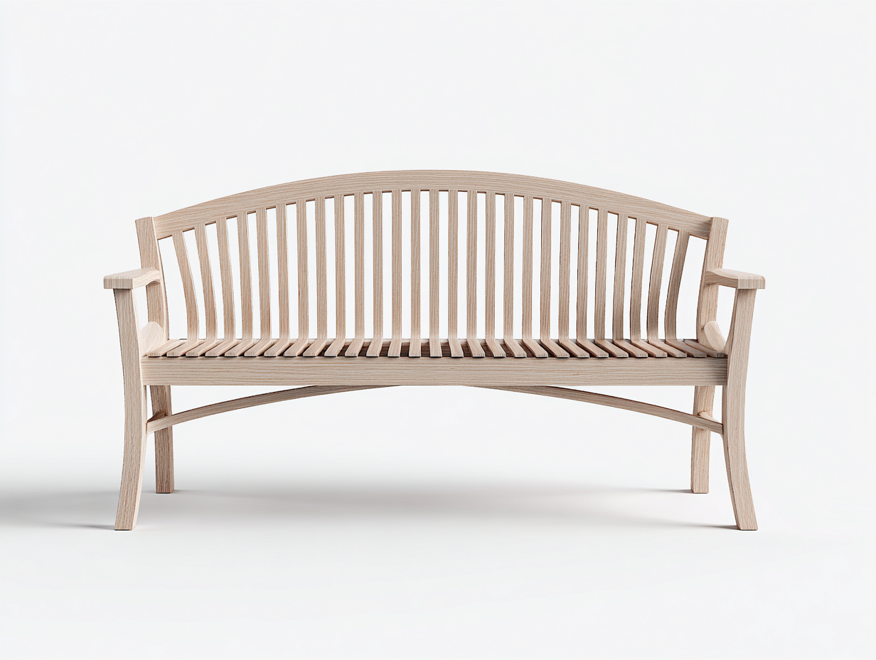 Panca da giardino in legno con schienale curvo 150x60x90 cm - legno naturale - stile classico-Warmthvo