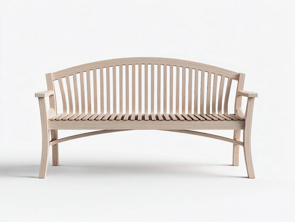 Panca da giardino in legno con schienale curvo 150x60x90 cm - legno naturale - stile classico-Warmthvo