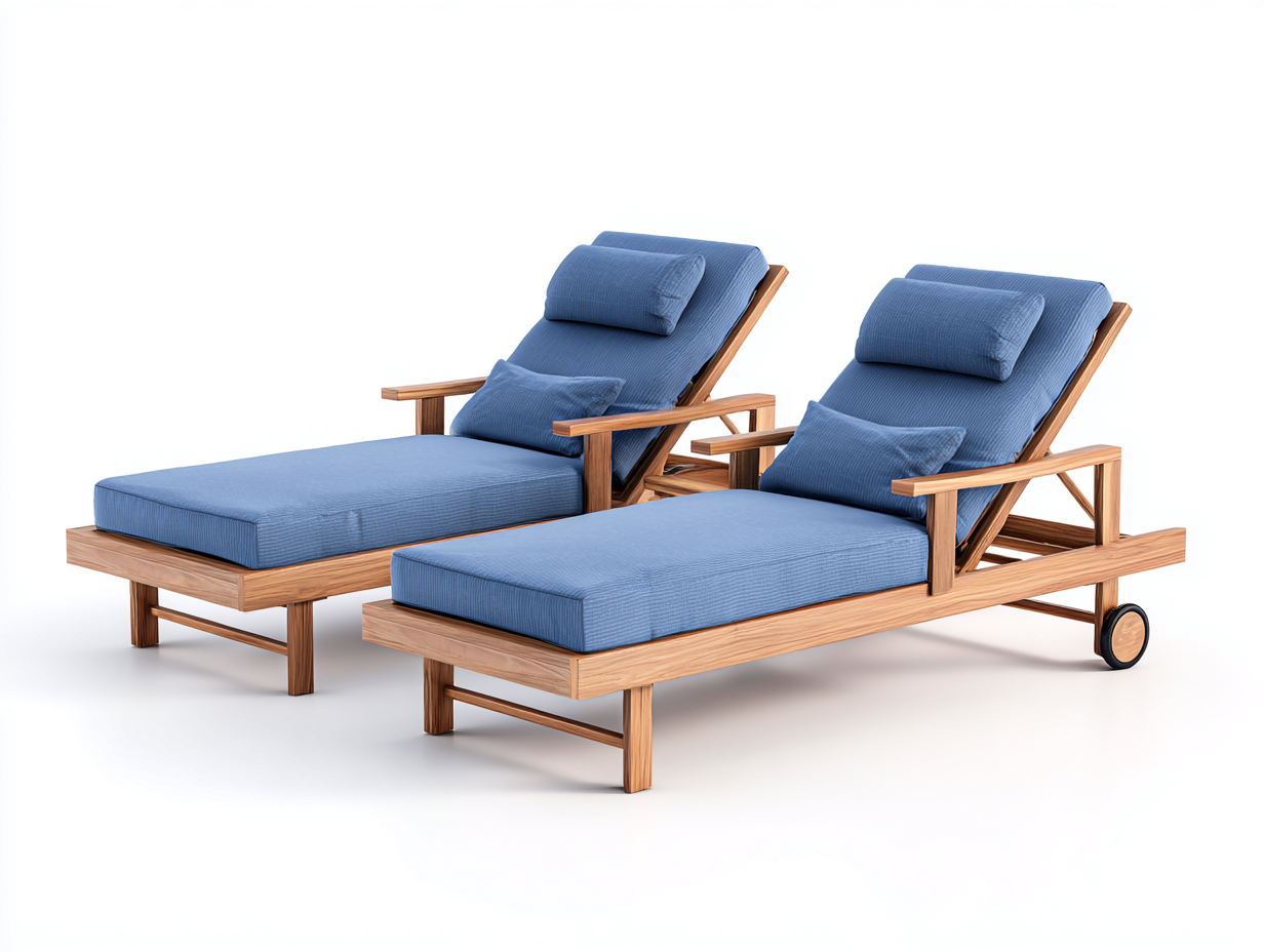 Lettino prendisole da giardino struttura in legno 200x70x85 cm - blu - design regolabile per esterni-Warmthvo