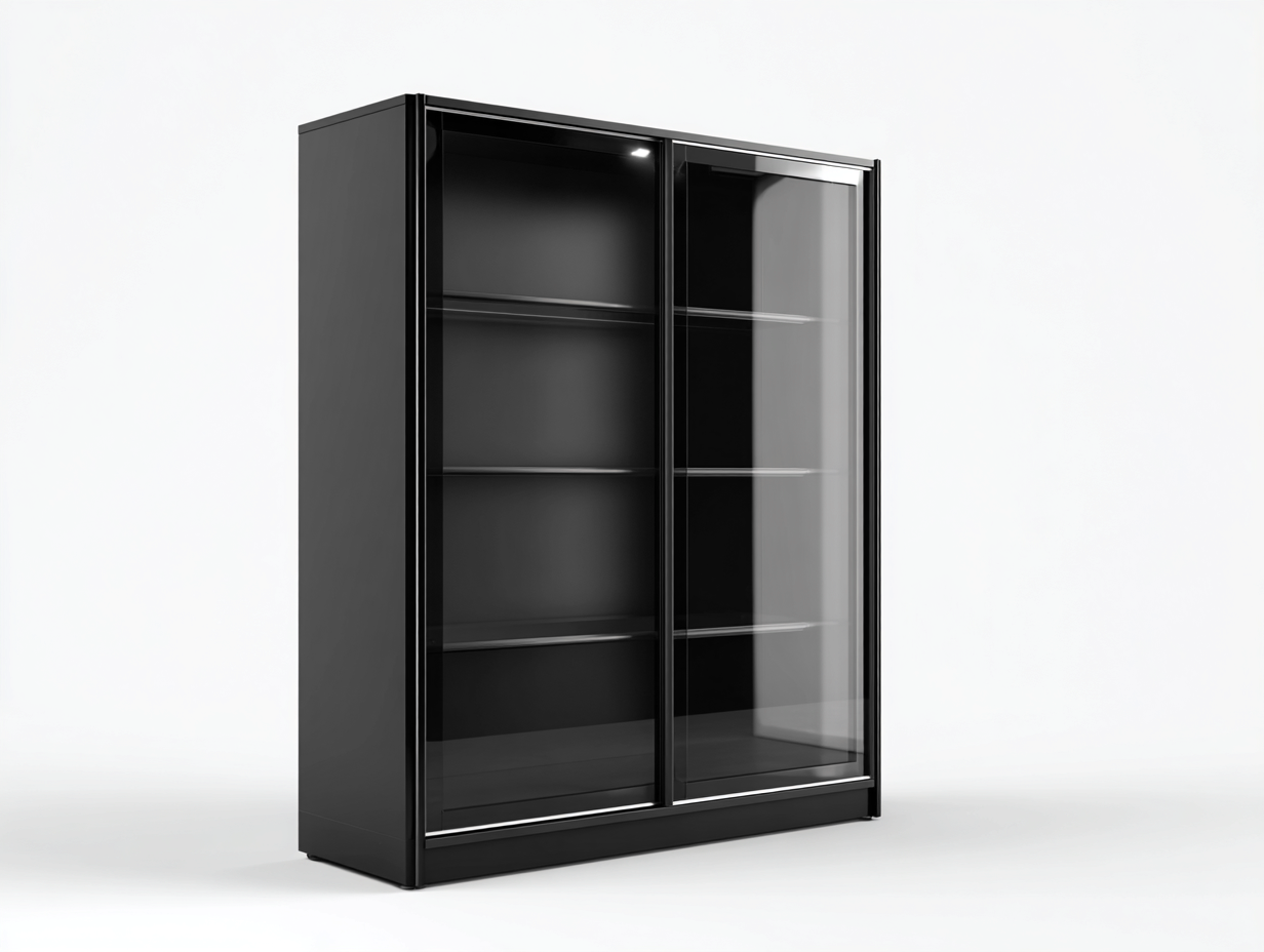 Vetrina-legno-vetro-88x44x170 cm-nero-design moderno-Warmthvo