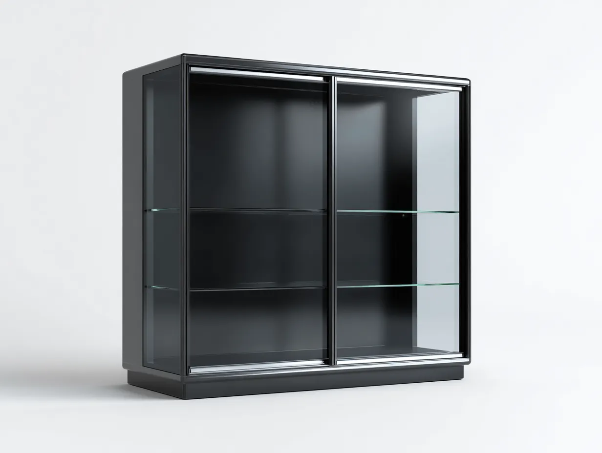 Vetrina-legno-vetro-120x40x100 cm-nero-design moderno-Warmthvo