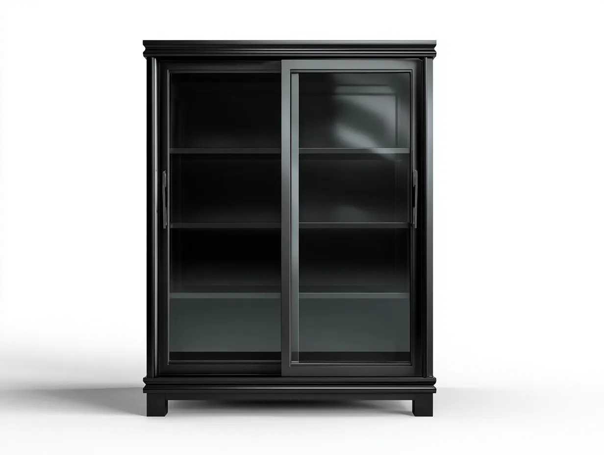 Vetrina-legno-vetro-92x45x168 cm-nero-design classico-Warmthvo