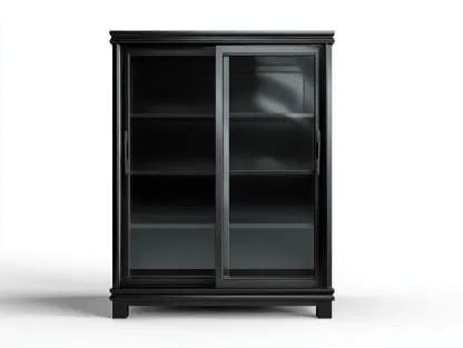 Vetrina-legno-vetro-92x45x168 cm-nero-design classico-Warmthvo