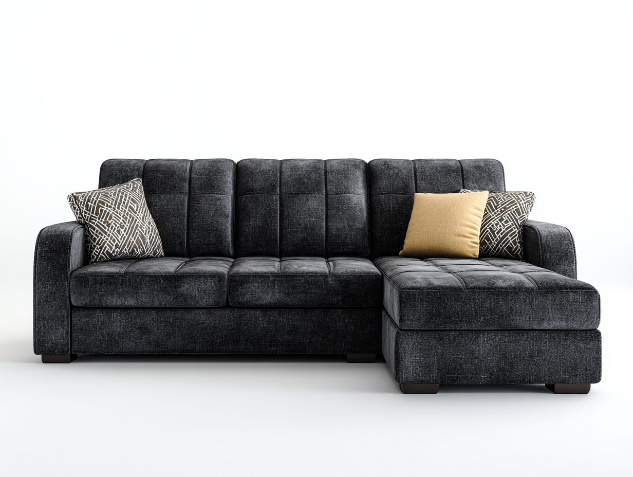 Divano angolare-tessuto-262x165x86 cm-grigio scuro-stile contemporaneo-Snugvo